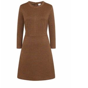 Joanie Dogtooth dress in Mustard